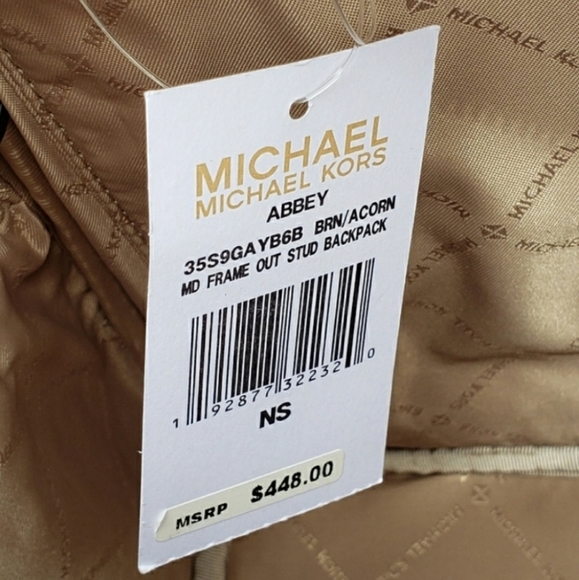 ⚠️LAST 1⚠Michael Kors Abbey MD Stud Backpack Brown - Picture 6 of 7